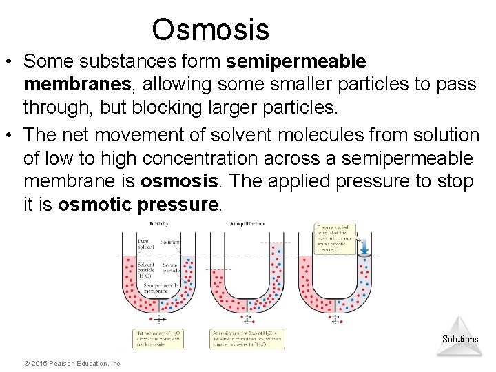 Osmosis • Some substances form semipermeable membranes, allowing some smaller particles to pass through,