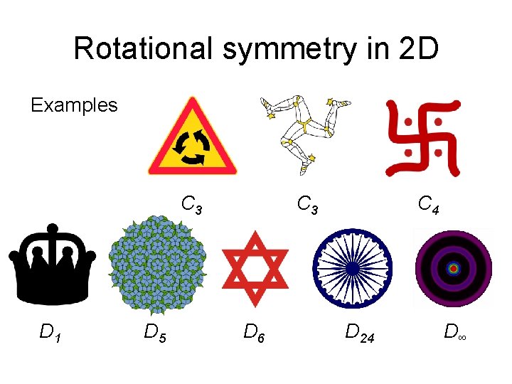 Rotational symmetry in 2 D Examples C 3 D 1 D 5 C 3