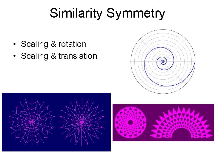 Similarity Symmetry • Scaling & rotation • Scaling & translation 