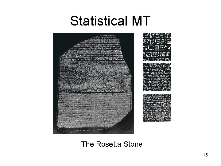 Statistical MT The Rosetta Stone 15 