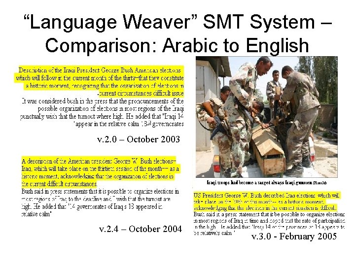 “Language Weaver” SMT System – Comparison: Arabic to English v. 2. 0 – October