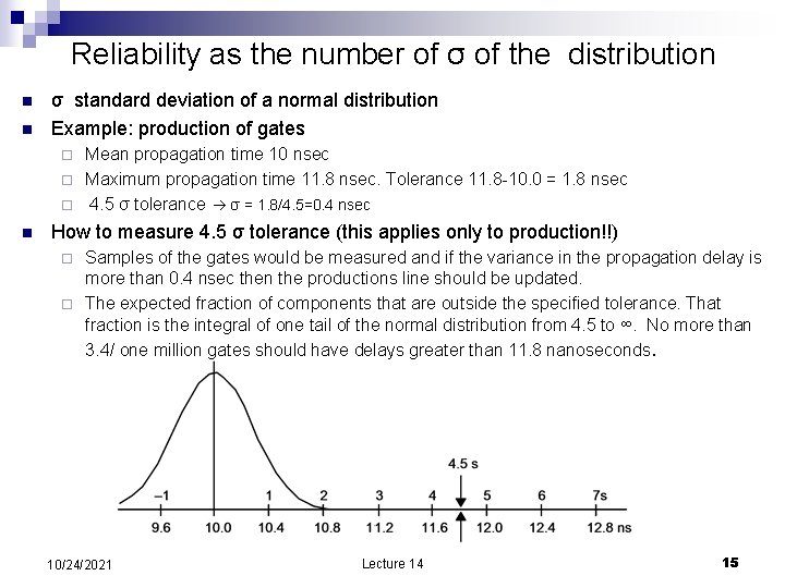 Reliability as the number of σ of the distribution n n σ standard deviation