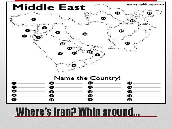 Where's Iran? Whip around… 