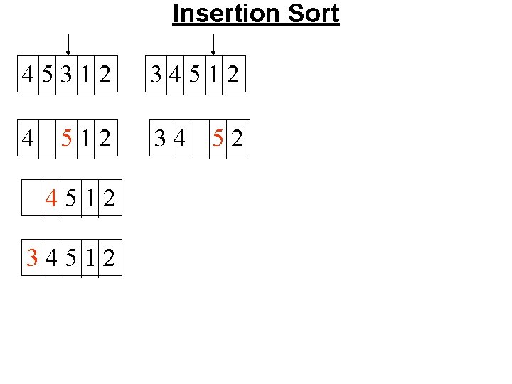 Insertion Sort 45312 34512 4 512 34 52 4512 34512 