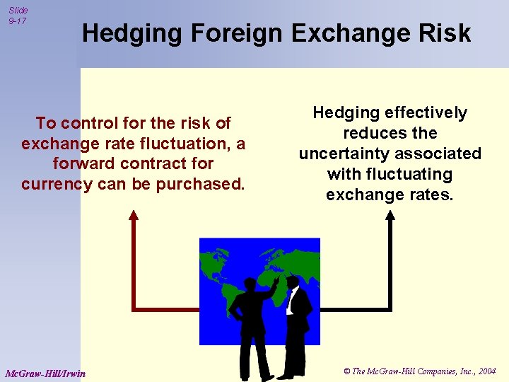 Slide 9 -17 Hedging Foreign Exchange Risk To control for the risk of exchange