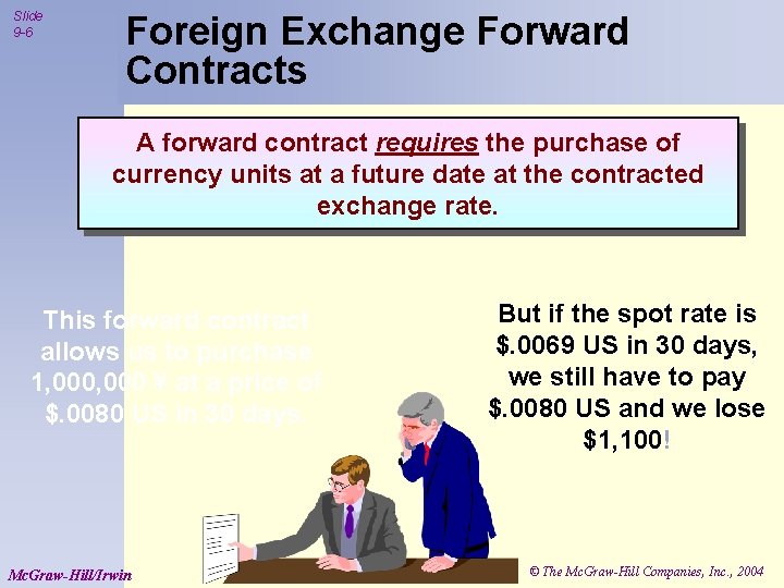 Slide 9 -6 Foreign Exchange Forward Contracts A forward contract requires the purchase of