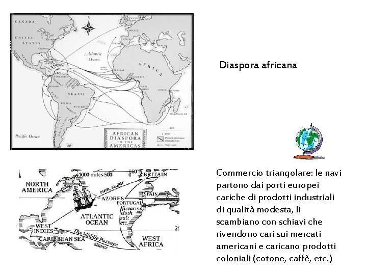 Diaspora africana Commercio triangolare: le navi partono dai porti europei cariche di prodotti industriali