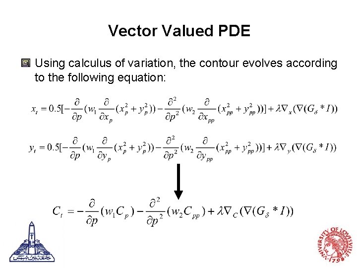 Vector Valued PDE Using calculus of variation, the contour evolves according to the following