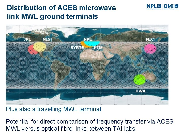 Distribution of ACES microwave link MWL ground terminals Plus also a travelling MWL terminal