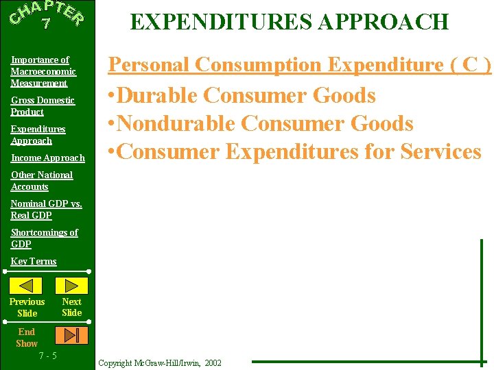 EXPENDITURES APPROACH Importance of Macroeconomic Measurement Gross Domestic Product Expenditures Approach Income Approach Personal