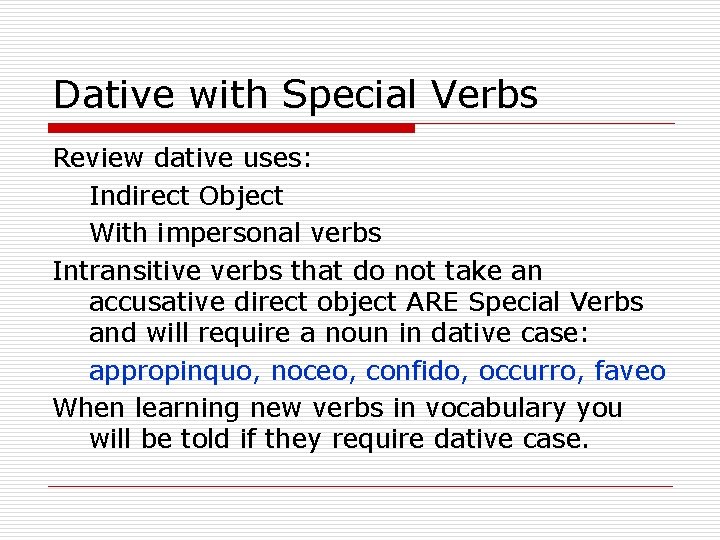 Dative Example Chapter 27 Dative with special verbs Personal pronouns