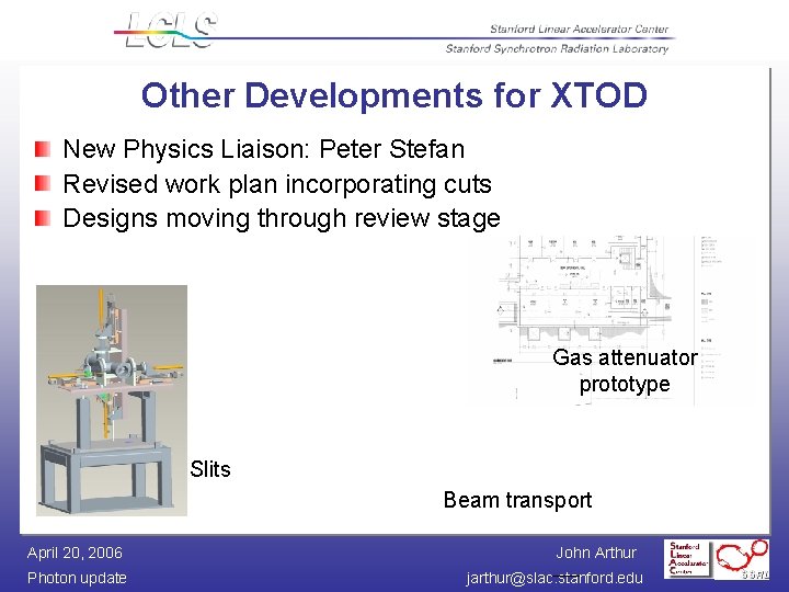 Other Developments for XTOD New Physics Liaison: Peter Stefan Revised work plan incorporating cuts