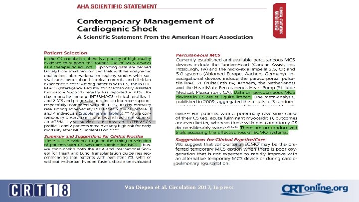 Van Diepen et al. Circulation 2017, In press Van Diepen et al. Circulation 2017, In press