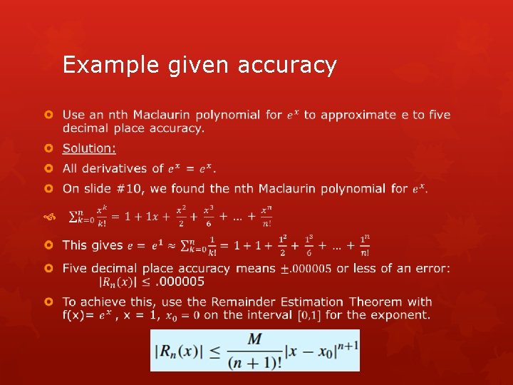 Example given accuracy 