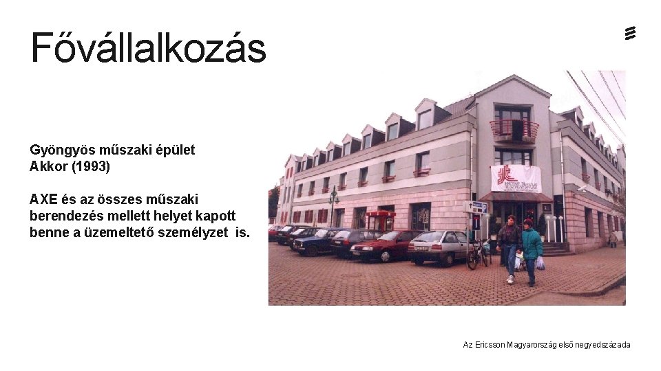 Fővállalkozás Gyöngyös műszaki épület Akkor (1993) AXE és az összes műszaki berendezés mellett helyet