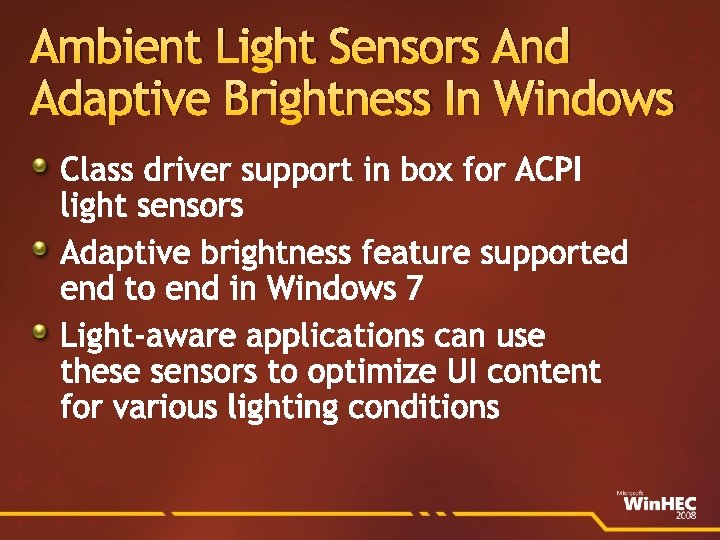 Ambient Light Sensors And Adaptive Brightness In Windows Class driver support in box for