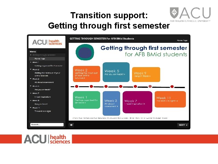 Transition support: Getting through first semester 