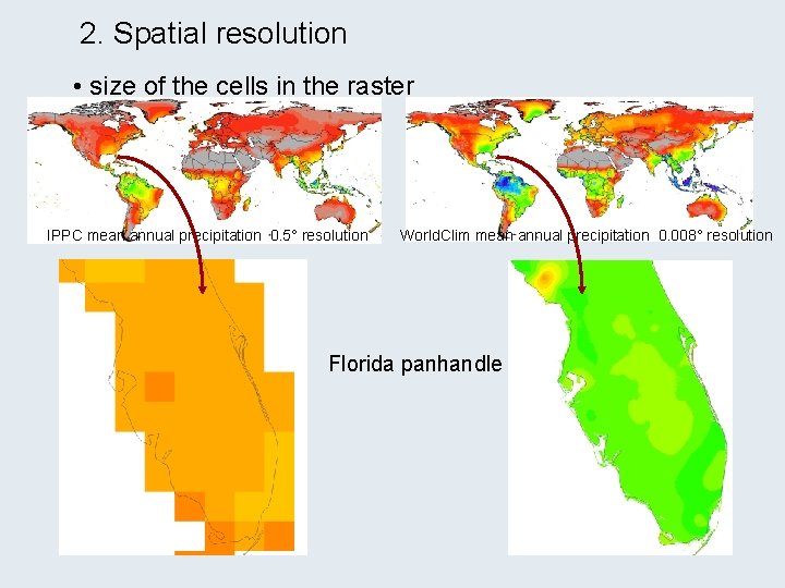 2. Spatial resolution • size of the cells in the raster IPPC mean annual