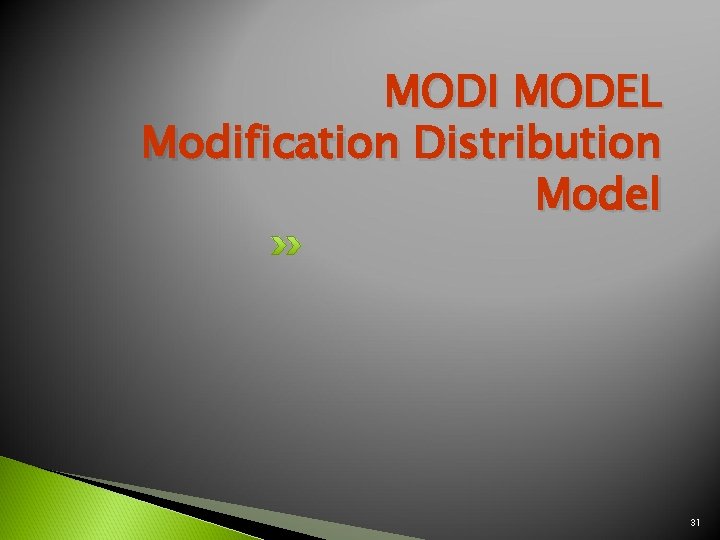 MODI MODEL Modification Distribution Model 31 MODI MODEL Modification Distribution Model 31