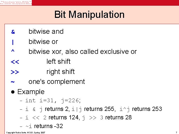 Bit Manipulation & bitwise and | bitwise or ^ bitwise xor, also called exclusive