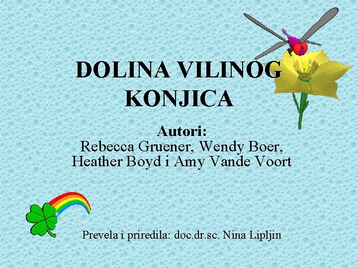 DOLINA VILINOG KONJICA Autori: Rebecca Gruener, Wendy Boer, Heather Boyd i Amy Vande Voort