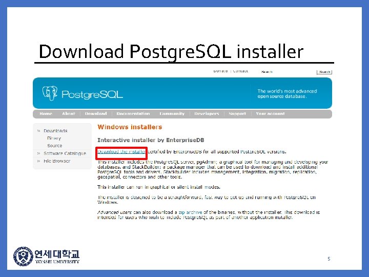 Download Postgre. SQL installer 5 