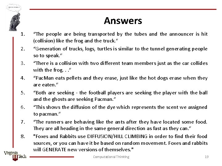 Answers 1. 2. 3. 4. 5. 6. 7. 8. “The people are being transported