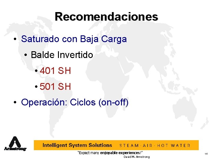 Recomendaciones • Saturado con Baja Carga • Balde Invertido • 401 SH • 501