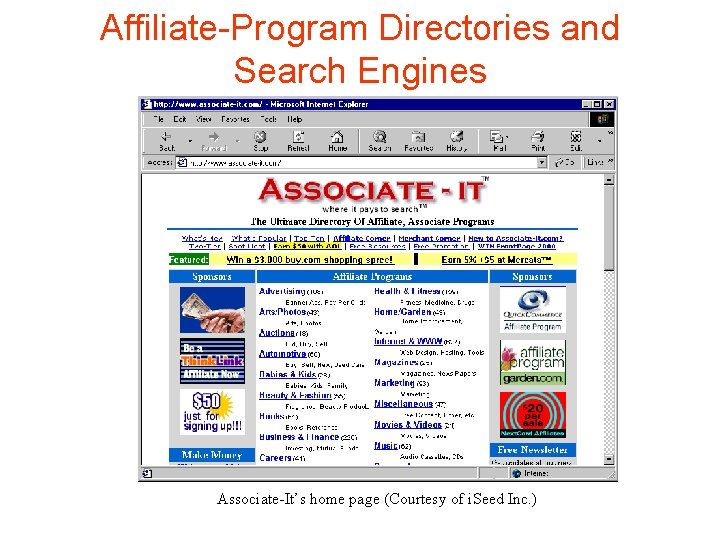 Affiliate-Program Directories and Search Engines Associate-It’s home page (Courtesy of i. Seed Inc. )