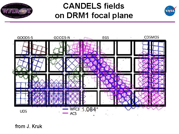 CANDELS fields on DRM 1 focal plane from J. Kruk 