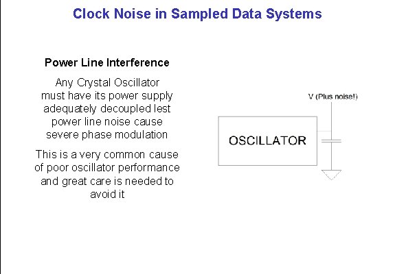Clock Noise in Sampled Data Systems Power Line Interference Any Crystal Oscillator must have