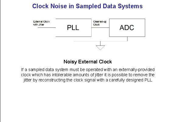 Clock Noise in Sampled Data Systems Noisy External Clock If a sampled data system