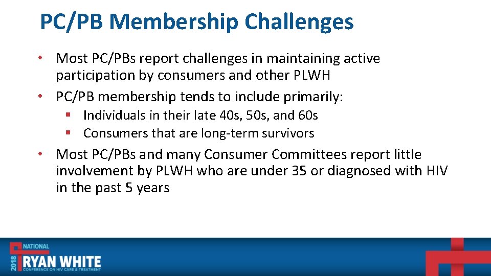 PC/PB Membership Challenges • Most PC/PBs report challenges in maintaining active participation by consumers