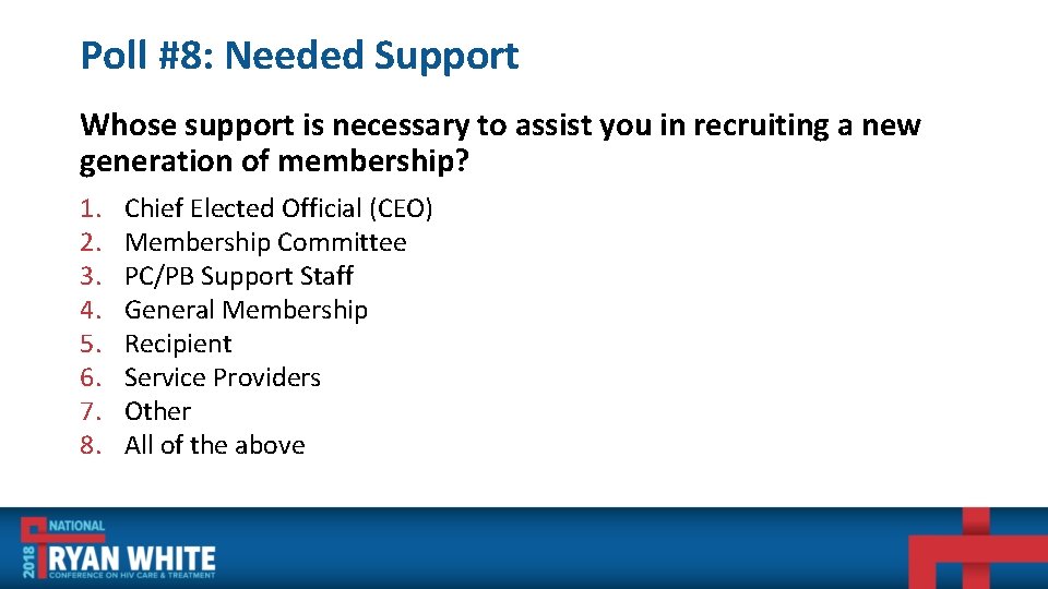 Poll #8: Needed Support Whose support is necessary to assist you in recruiting a