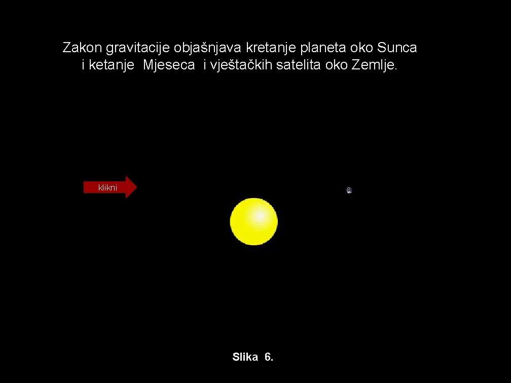 Zakon gravitacije objašnjava kretanje planeta oko Sunca i ketanje Mjeseca i vještačkih satelita oko