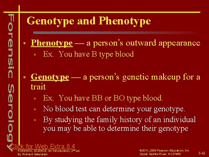 Genotype and Phenotype § Phenotype — a person’s outward appearance § § Ex. You
