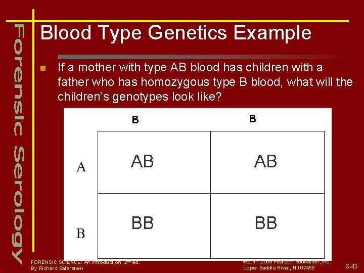 Blood Type Genetics Example n If a mother with type AB blood has children