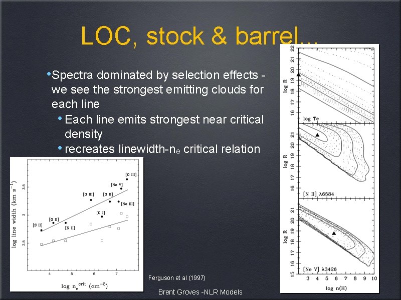 LOC, stock & barrel. . . • Spectra dominated by selection effects we see