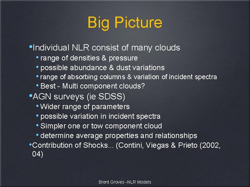 Big Picture • Individual NLR consist of many clouds • range of densities &
