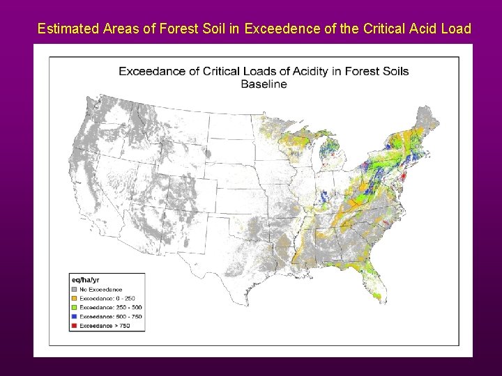 Estimated Areas of Forest Soil in Exceedence of the Critical Acid Load 