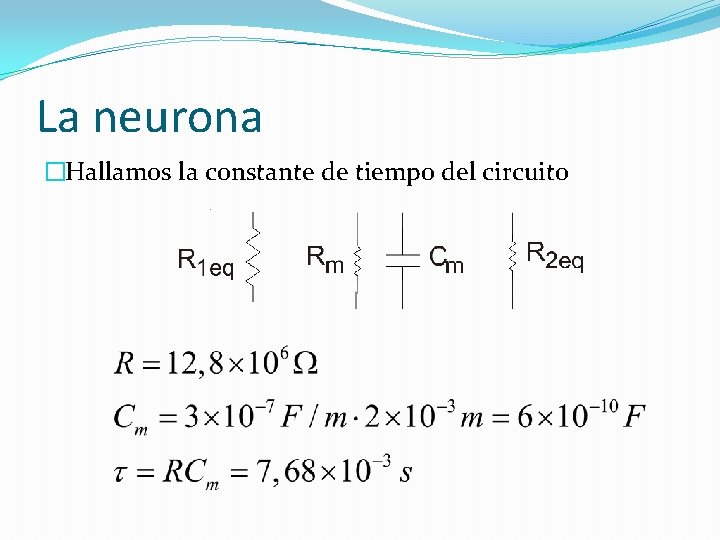 La neurona �Hallamos la constante de tiempo del circuito 