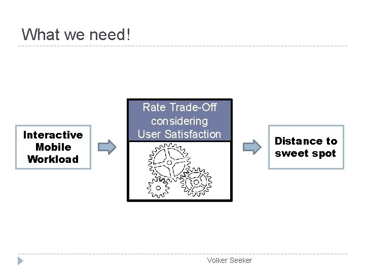 What we need! Interactive Mobile Workload Rate Trade-Off considering User Satisfaction Volker Seeker Distance