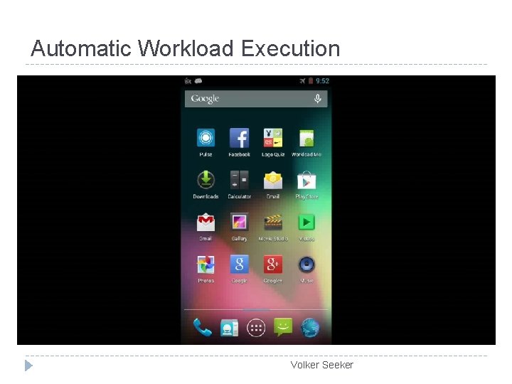 Automatic Workload Execution Volker Seeker 