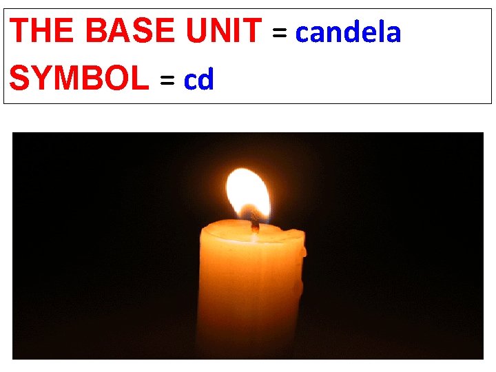THE BASE UNIT = candela SYMBOL = cd Copyright © 2010 Ryan P. Murphy