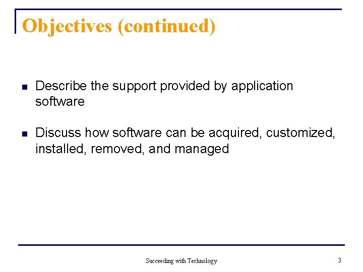 Objectives (continued) n Describe the support provided by application software n Discuss how software Objectives (continued) n Describe the support provided by application software n Discuss how software