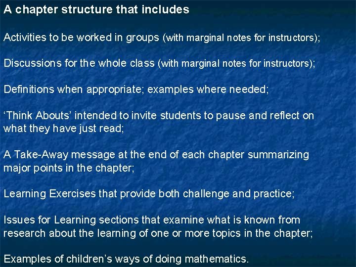 A chapter structure that includes Activities to be worked in groups (with marginal notes