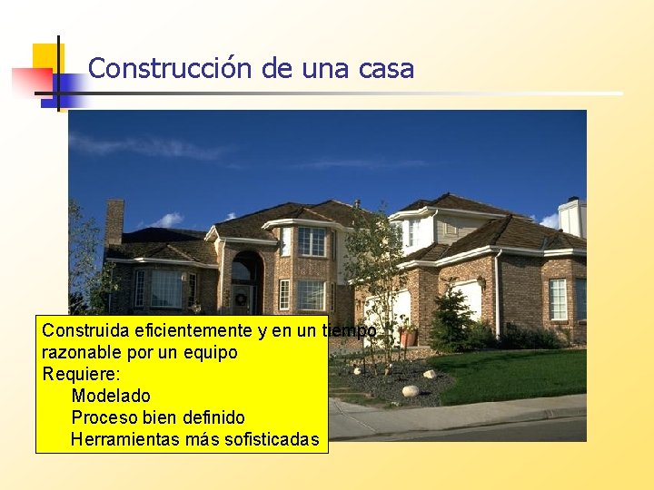 Construcción de una casa Construida eficientemente y en un tiempo razonable por un equipo