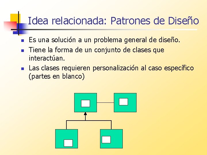 Idea relacionada: Patrones de Diseño n n n Es una solución a un problema