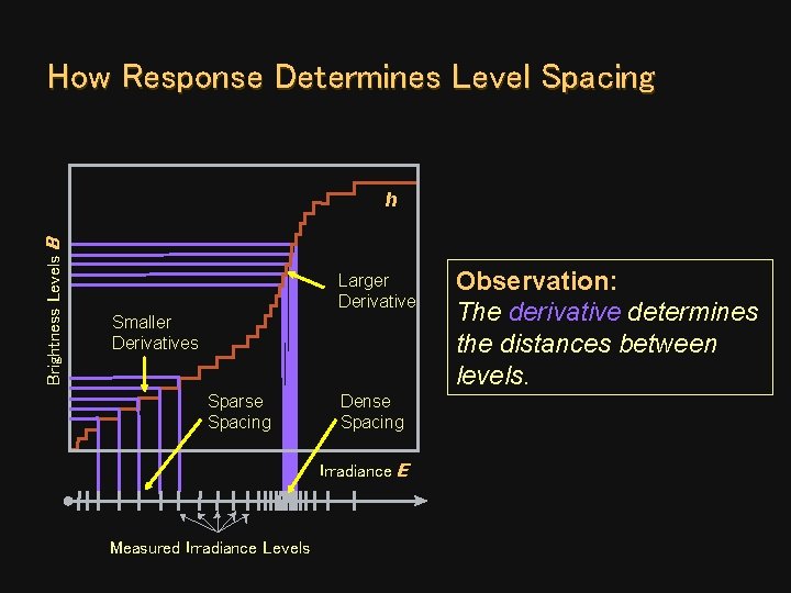 How Response Determines Level Spacing Brightness Levels B h Larger Derivative Smaller Derivatives Sparse How Response Determines Level Spacing Brightness Levels B h Larger Derivative Smaller Derivatives Sparse