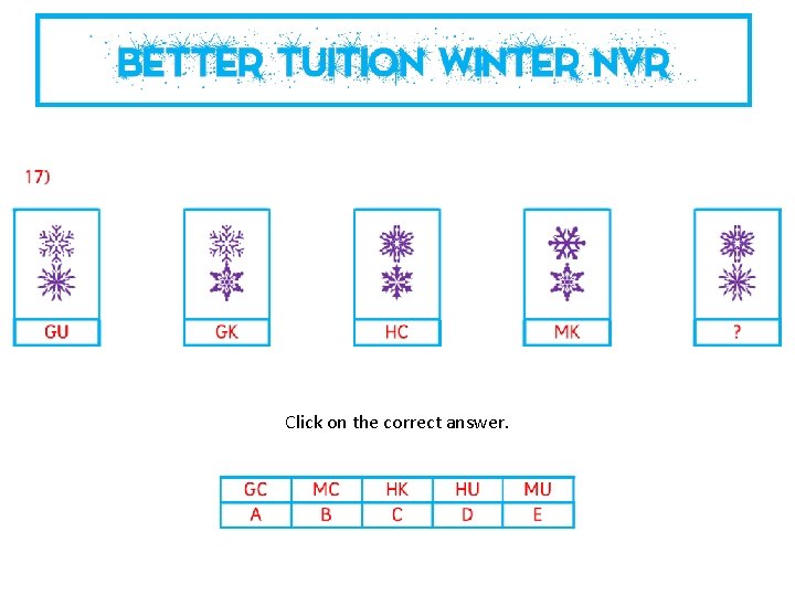 Click on the correct answer. 